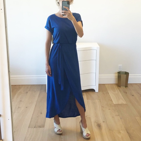 🟡 SALE! CÔTE D AZUR Blue Wrap Maxi Dress - Picture 5 of 11